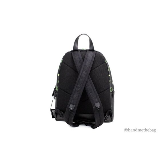 NEW MCM Color Splash Visetos Backpack Green Purple Medium Mixed Leather Bookbag - Picture 11 of 12